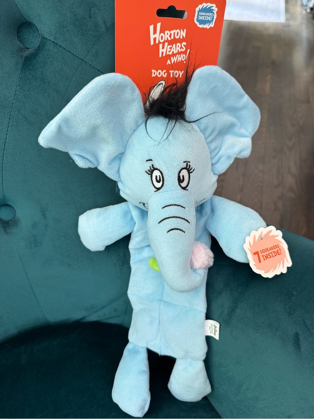 Dr Seuss Horton Hears a Who Plush Dog Toy
 15 in 7 Squeakers NEW!